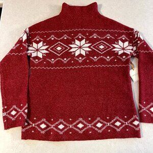 NWT Christian Siriano Red Snowflake Fair Isle Turtleneck Sweater Women's Small